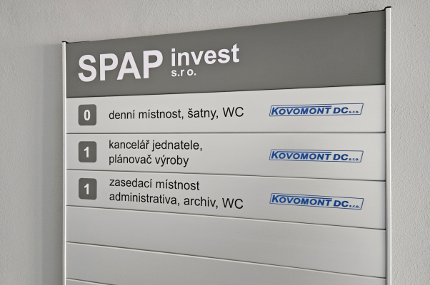 Orientační systém pro firmu Spap Invest